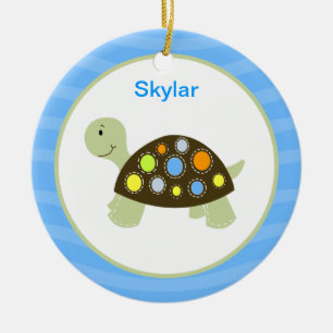 Colourful Turtle Customised Ornament - Blue