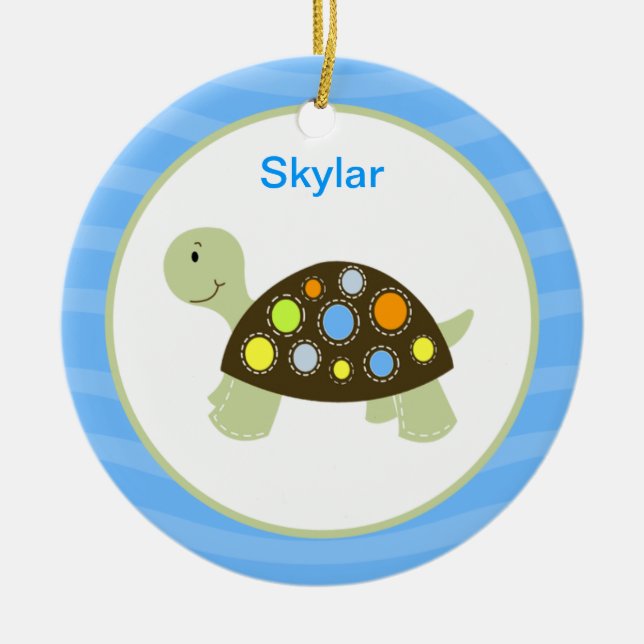 Colourful Turtle Customised Ornament - Blue (Front)