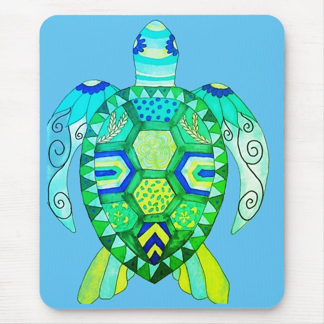 Colourful Turtle drawing Mouse Mat (Front)