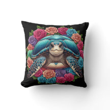 Colourful Turtle Illustration Surrounded by Roses