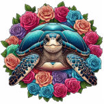 Colourful Turtle Illustration Surrounded by Roses Standing Photo Sculpture<br><div class="desc">a stunning illustration featuring a vibrant turtle,  gracefully nestled among a bouquet of roses. This captivating artwork not only showcases the delicate beauty of nature but also symbolises the harmony between the steadfastness of the turtle and the ephemeral elegance of the roses.</div>