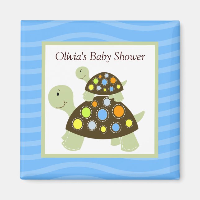 Colourful Turtle Rectangle Favour Magnet - Blue (Front)