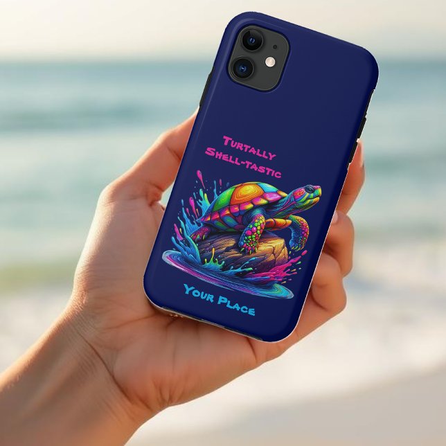Colourful Turtle Splash Case-Mate iPhone Case (Colorful Turtle Splash-Fisherman Core-Dopamine Dressing-Phone Case-Blue)
