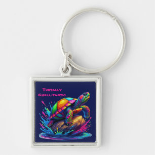 Colourful Turtle Splash Key Ring