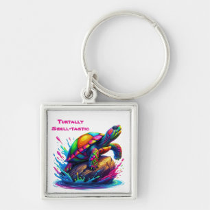 Colourful Turtle Splash Key Ring
