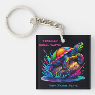 Colourful Turtle Splash Key Ring