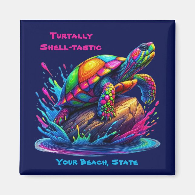Colourful Turtle Splash Magnet (Front)