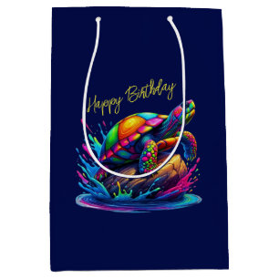 Colourful Turtle Splash- Medium Gift Bag