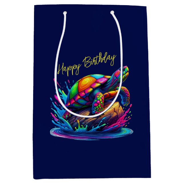 Colourful Turtle Splash- Medium Gift Bag (Front)