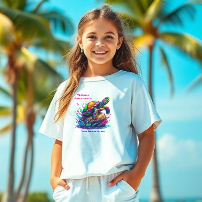 Colourful Turtle Splash- T-Shirt (Colorful Turtle-Fisherman Core-Dopamine Dressing-Kids T shirt)