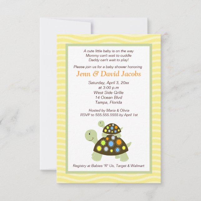 Colourful Turtles Baby Shower Invitation (Yellow) (Front)