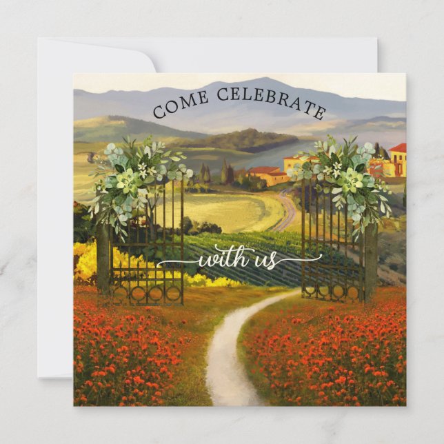 Colourful Tuscan Landscape Wedding Invitation (Front)