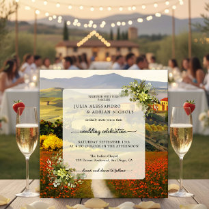 Colourful Tuscan Landscape Wedding Invitation