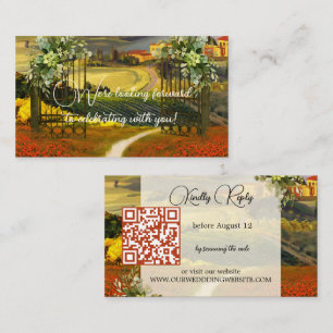 Colourful Tuscan Landscape Wedding QR Code Enclosure Card