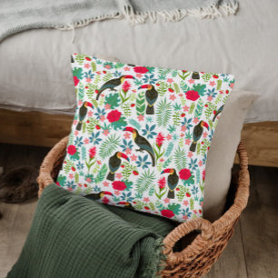Colourful tuscans tropical flowers pattern cushion