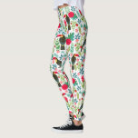 Colourful tuscans tropical flowers pattern leggings<br><div class="desc">Colourful tropical flowers and green leaves with Tuscan tropical birds in a seamless pattern.
Changeable white background.</div>