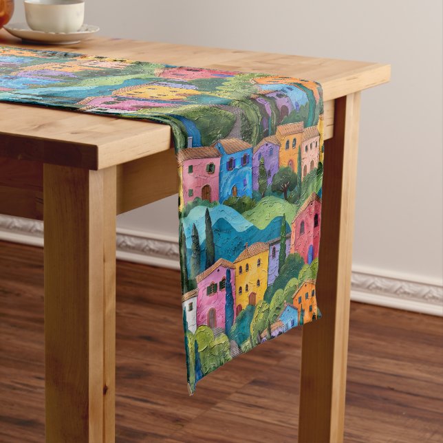 Colourful tuscany houses  long table runner (In Situ)