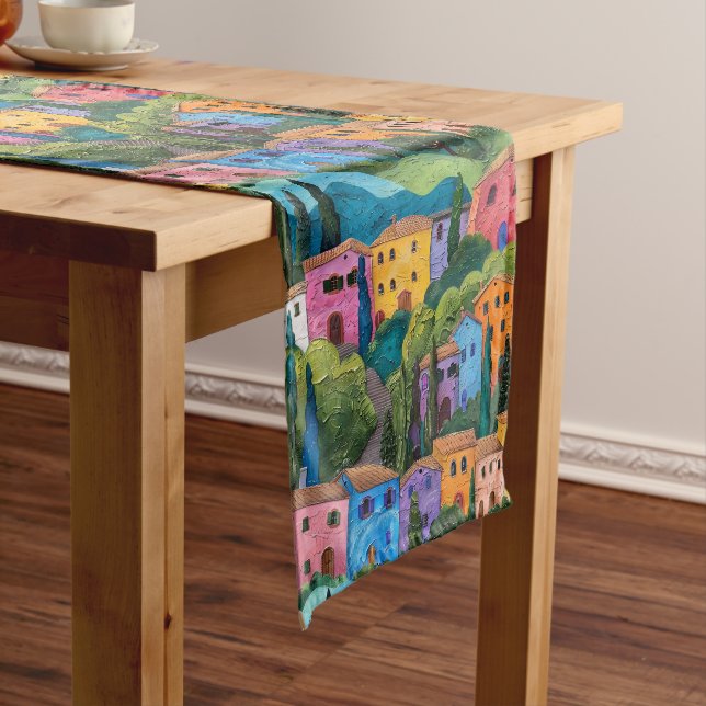 Colourful tuscany houses  medium table runner (In Situ)