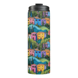 Colourful Tuscany houses pattern Thermal Tumbler