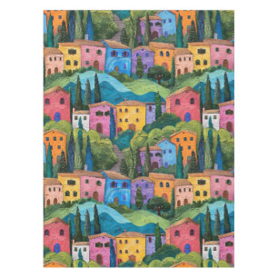 Colourful tuscany houses tablecloth
