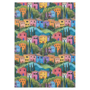 Colourful tuscany houses  tablecloth