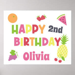 Colourful Tutti Frutti Any Age Happy Birthday Poster