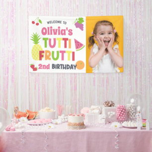 Colourful Tutti Frutti Photo Any Age Happy Birthda Banner