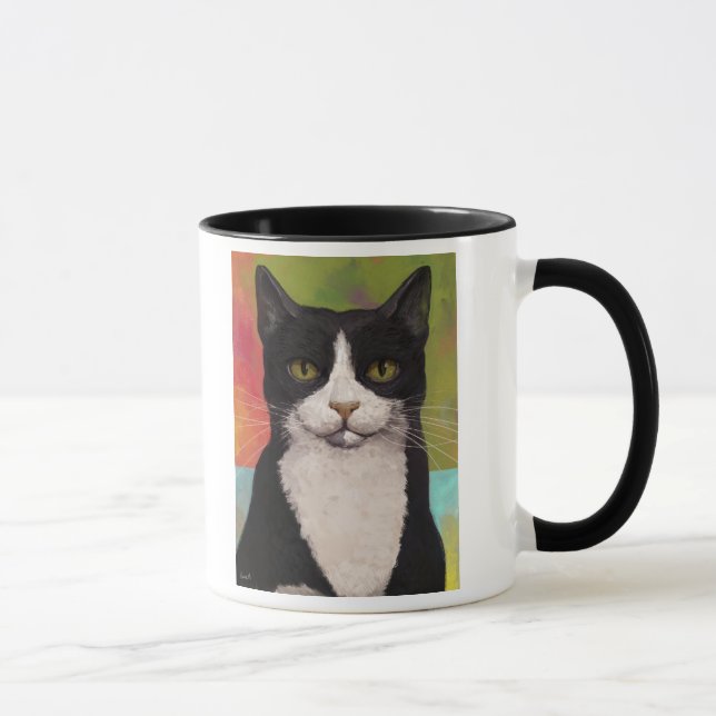Colourful Tuxedo Cat Mug (Right)
