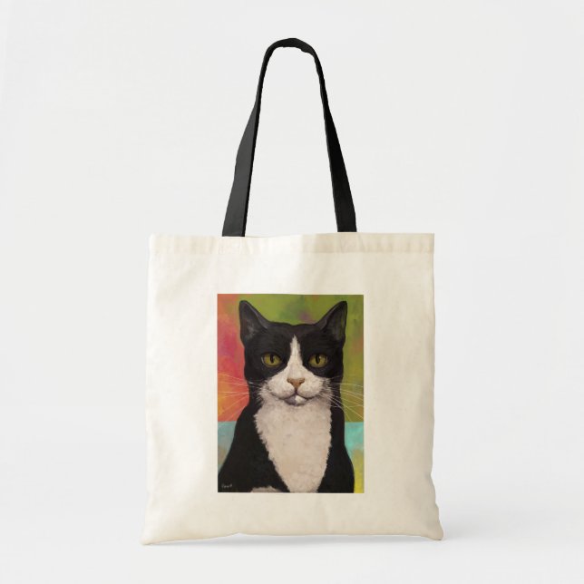 Colourful Tuxedo Cat Tote Bag (Front)