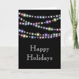 Colourful Twinkle Lights Happy Holidays Card