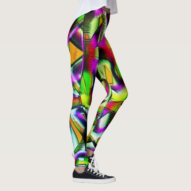 Colourful twisted cutouts lime.., notched scratche leggings (Right)