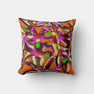Colourful twisted cutouts pink, notched scratches cushion