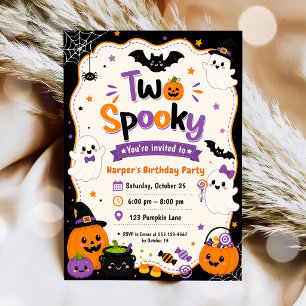 Colourful Two Spooky Halloween Birthday Party Invitation