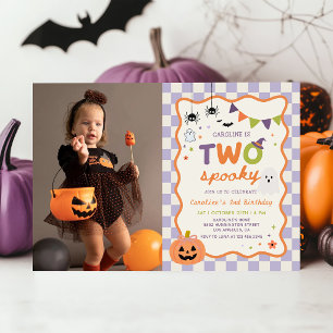 Colourful Two Spooky Halloween Ghost 2nd Birthday Invitation