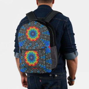 Colourful Tye Dye Blue Red Black White Backpack
