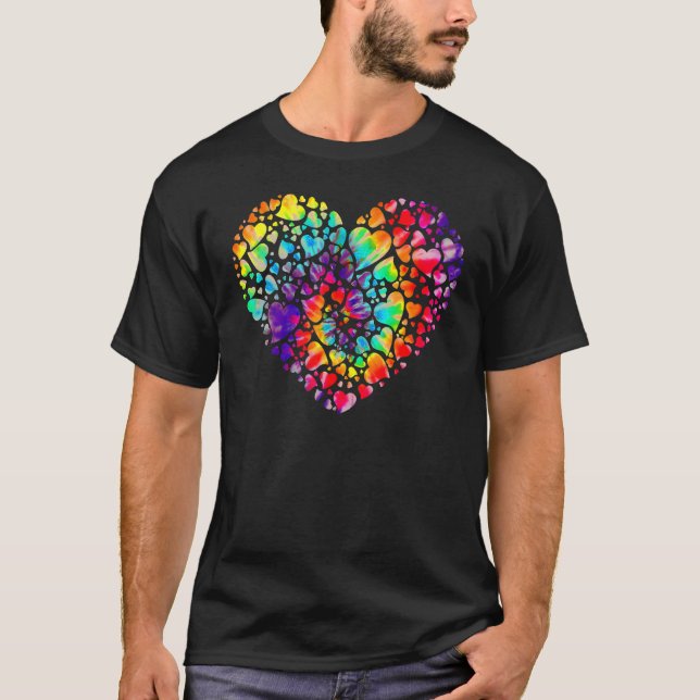 Colourful Tye Dye Die Tie Heart TShirt Valentine's (Front)