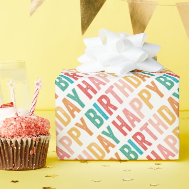 Colourful Type Happy Birthday Wrapping Paper (Birthday Party)