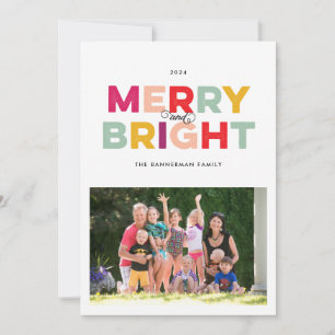 Colourful Type Merry and Bright Flat Holiday Card