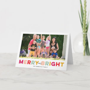 Colourful Type Merry and Bright Folded Holiday Car