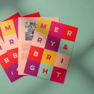 Colourful Type Merry and Bright Holiday Card