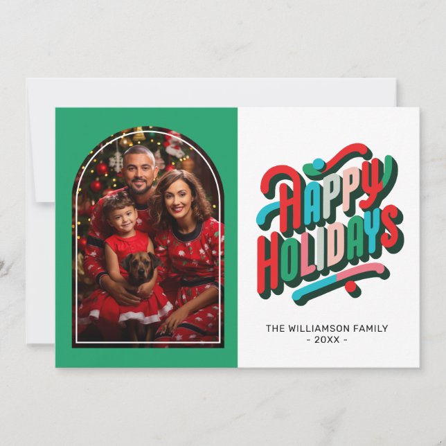 Colourful Typographic Happy Holidays Card (Front)
