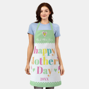 Colourful typography and hearts, mint Mothers Day Apron