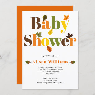 Colourful typography and leaves fall invitation