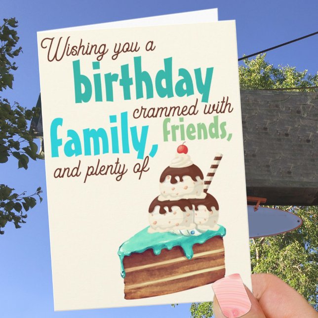Colourful Typography Birthday Cake Ice Cream Card (Creator Uploaded)