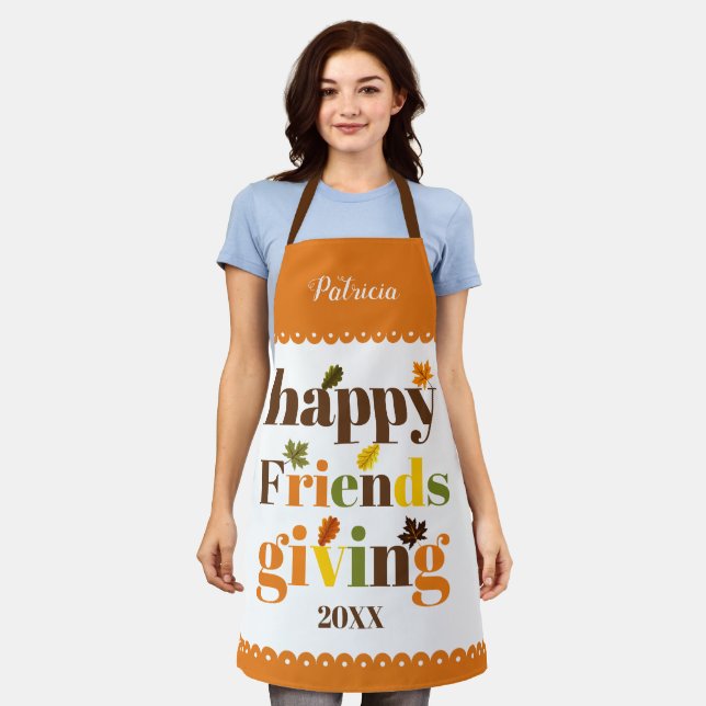 Colourful typography, border Happy Friendsgiving Apron (Worn)