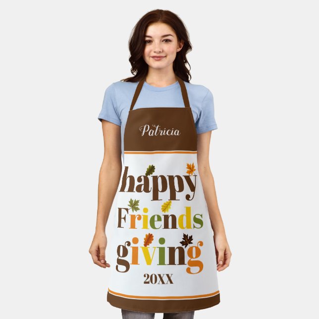 Colourful typography, border Happy Friendsgiving Apron (Worn)