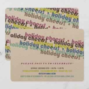 Colourful Typography Cheers Holiday Party Invite