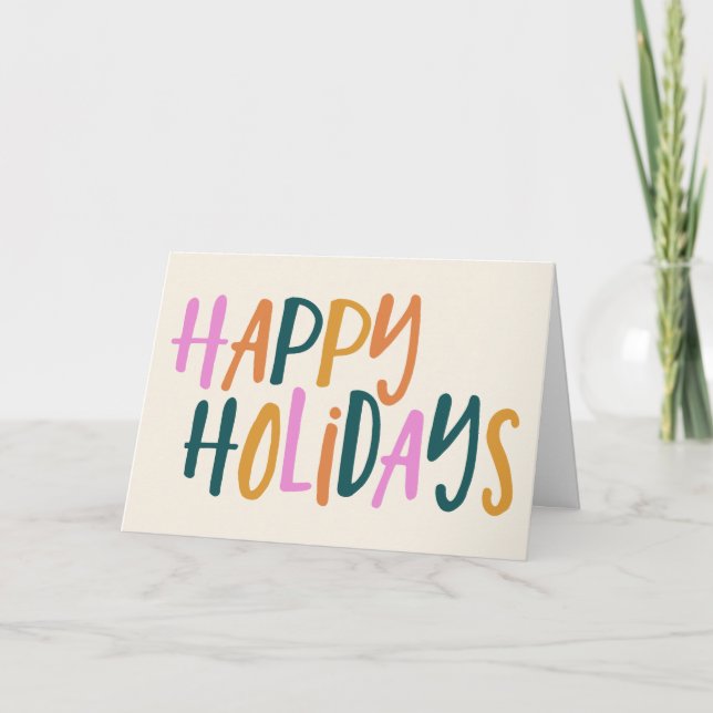 Colourful Typography Custom Holiday Inside Message Card (Front)
