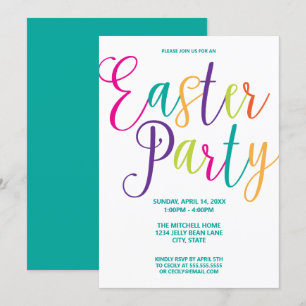 Colourful Typography Easter Party Invitation