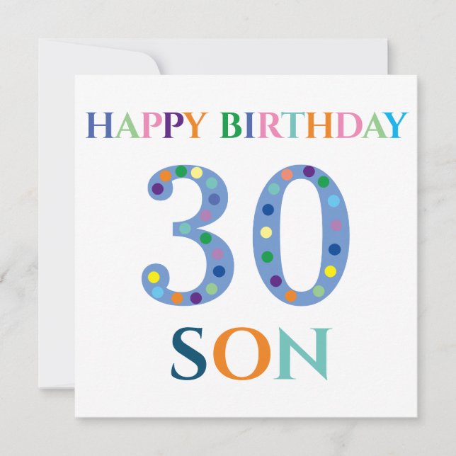 Colourful Typography Happy Birthday Son  Card (Front)